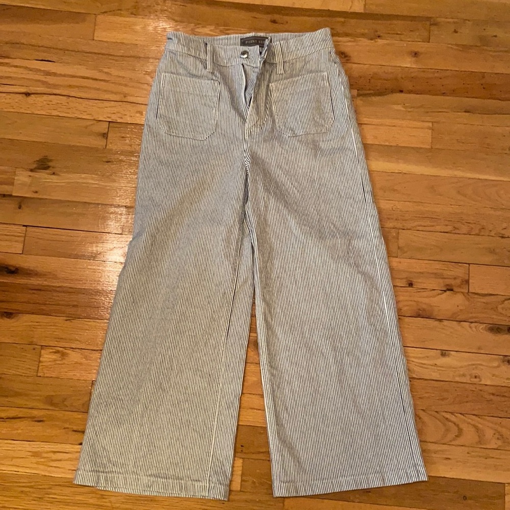 Wide leg cropped striped jean